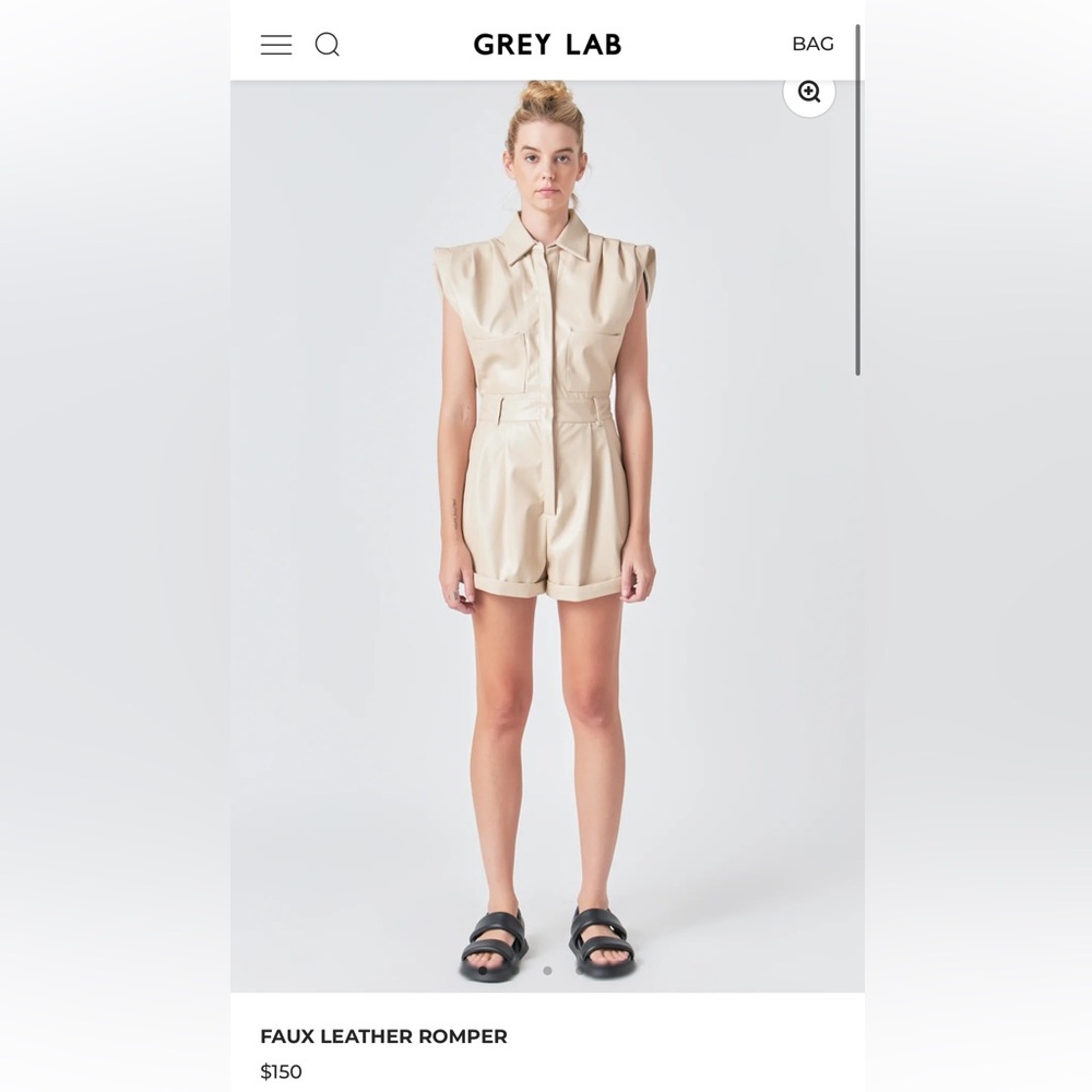 Grey Lab faux leather pleather romper jumpsuit nwt - Picture 6 of 8
